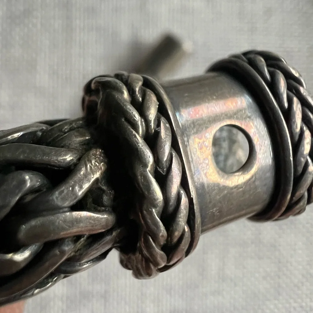 Thick Sterling Silver Braided Chain Bracelet 7.5